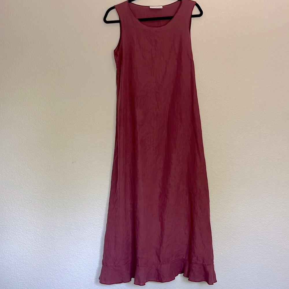 bryn Walker Linen Ruffle Bottom Sleeveless Dress